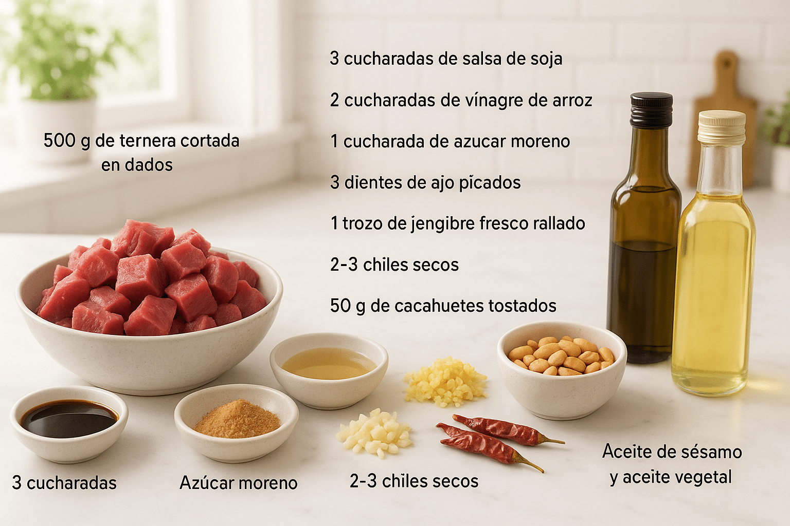 Ingredientes para la Ternera Gong Bao