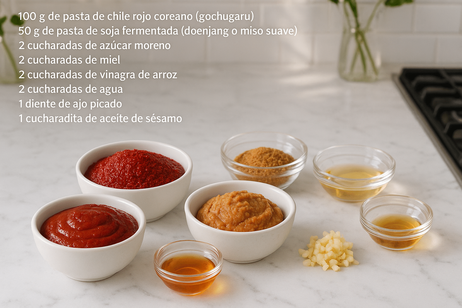 Ingredientes para Salsa de Chile Dulce Tailandés