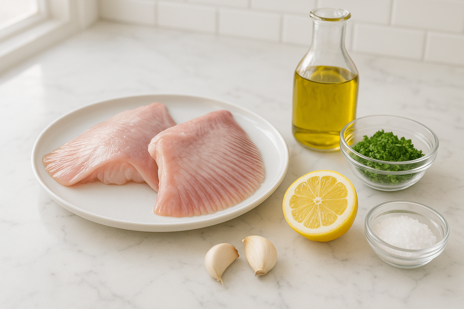 Ingredientes para la raya a la plancha