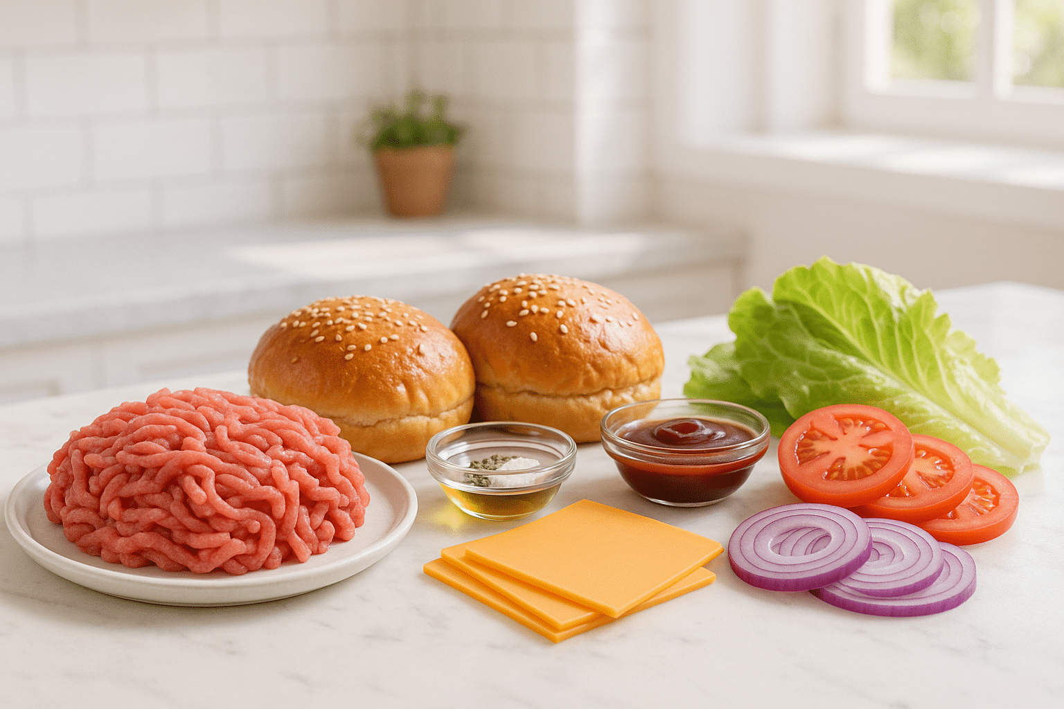 Ingredientes para la Hamburguesa de Buey