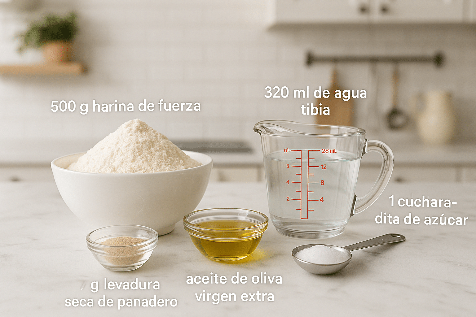 Ingredientes para pan pita casero