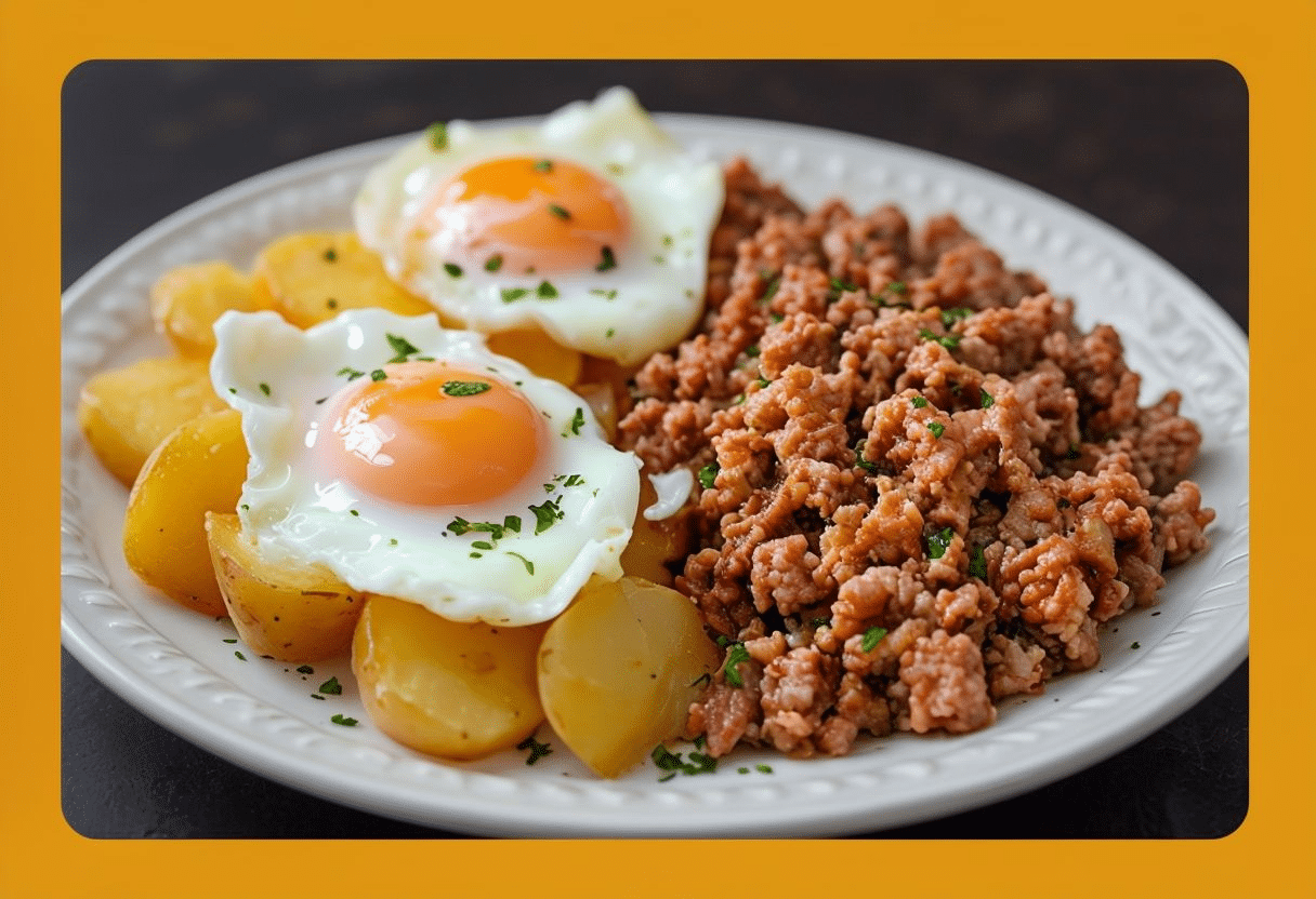 Huevos Rotos con Picadillo