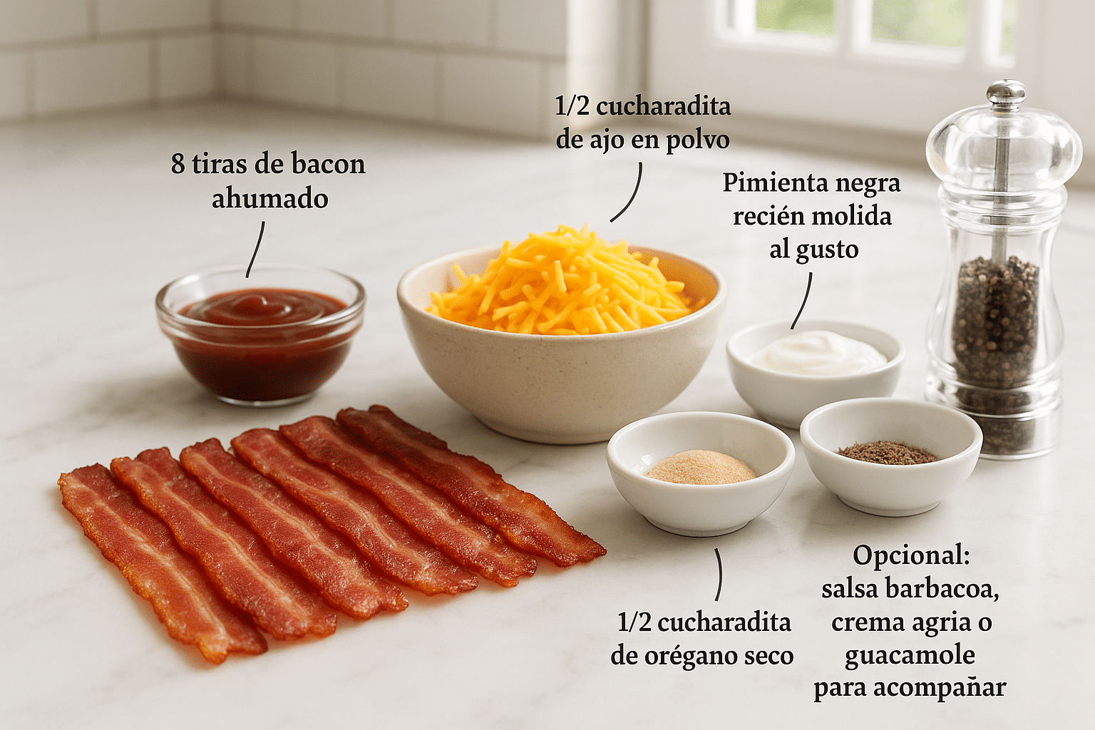 Ingredientes para Bacon Cheese Chips