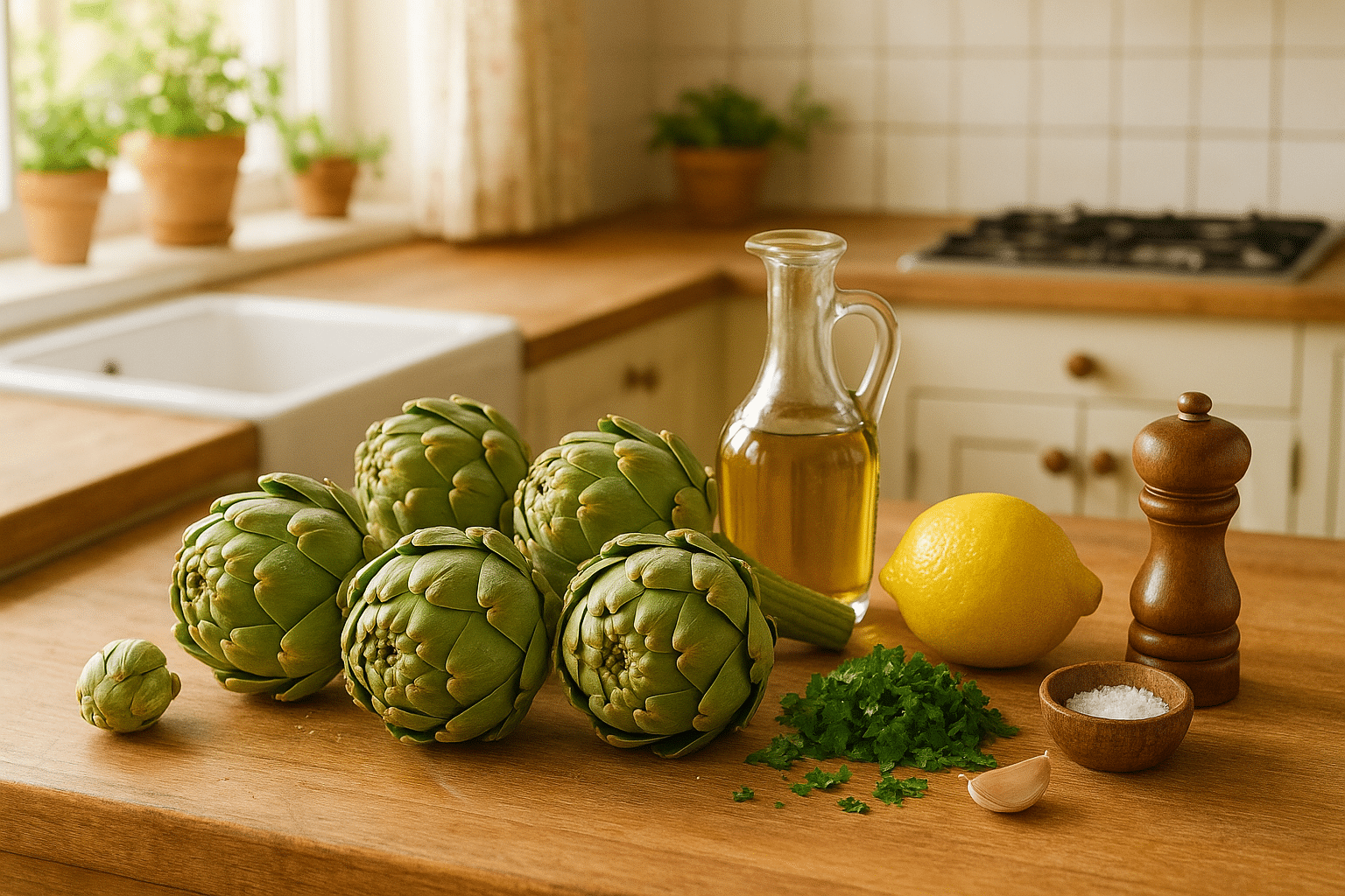 Ingredientes para las alcachofas a la plancha