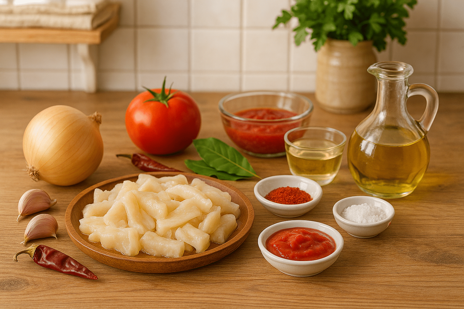 Ingredientes para los callos de bacalao