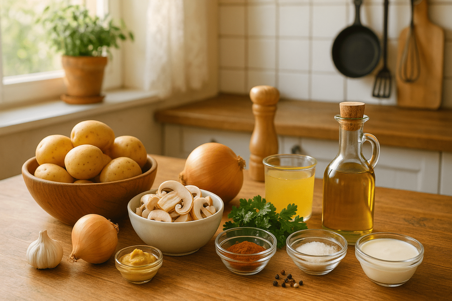 Ingredientes para las patatas strogonoff